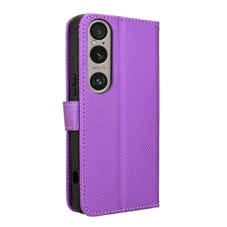 For Sony Xperia 1 VI 2024 Diamond Texture Leather Phone Case(Purple) - Sony Cases by PMC Jewellery | Online Shopping South Africa | PMC Jewellery | Buy Now Pay Later Mobicred