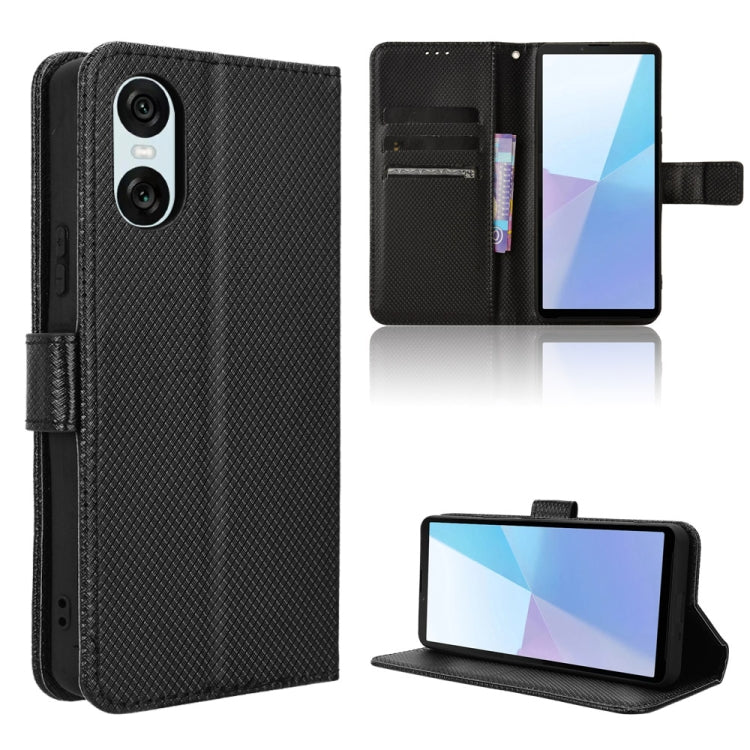 For Sony Xperia 10 VI 2024 Diamond Texture Leather Phone Case(Black) - Sony Cases by PMC Jewellery | Online Shopping South Africa | PMC Jewellery | Buy Now Pay Later Mobicred