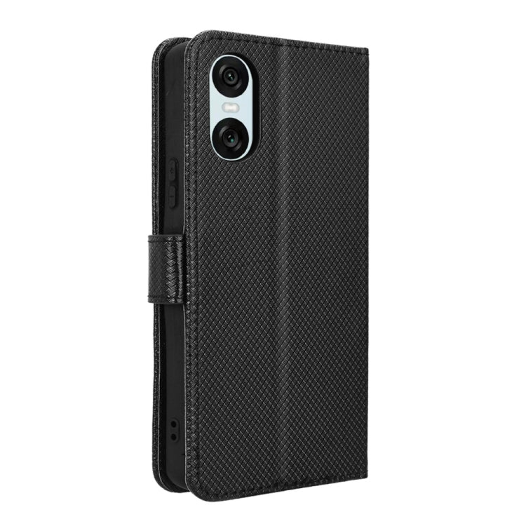 For Sony Xperia 10 VI 2024 Diamond Texture Leather Phone Case(Black) - Sony Cases by PMC Jewellery | Online Shopping South Africa | PMC Jewellery | Buy Now Pay Later Mobicred