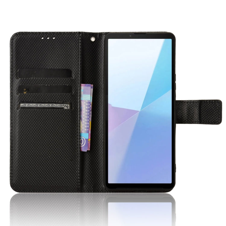 For Sony Xperia 10 VI 2024 Diamond Texture Leather Phone Case(Black) - Sony Cases by PMC Jewellery | Online Shopping South Africa | PMC Jewellery | Buy Now Pay Later Mobicred