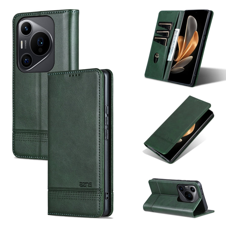 For Huawei Pura 70 Pro / 70 Pro+ AZNS Magnetic Calf Texture Flip Leather Phone Case(Dark Green) - free shipping - PMC Jewellery - Order now!