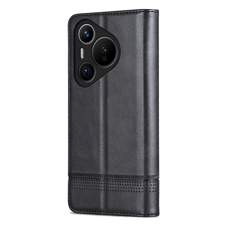 For Huawei Pura 70 Fine Hole AZNS Magnetic Calf Texture Flip Leather Phone Case(Black) - free shipping - PMC Jewellery - Order now!