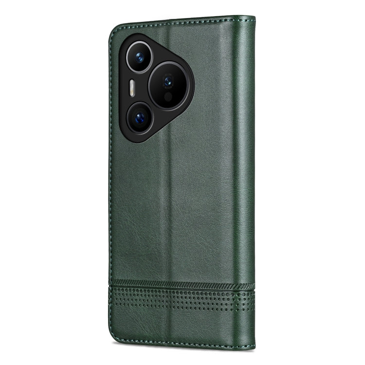 For Huawei Pura 70 Fine Hole AZNS Magnetic Calf Texture Flip Leather Phone Case(Dark Green) - free shipping - PMC Jewellery - Order now!