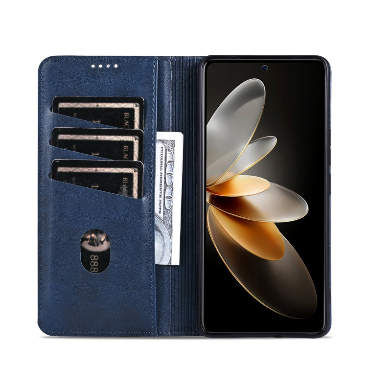 For Huawei Pura 70 Fine Hole AZNS Magnetic Calf Texture Flip Leather Phone Case(Dark Blue) - free shipping - PMC Jewellery - Order now!