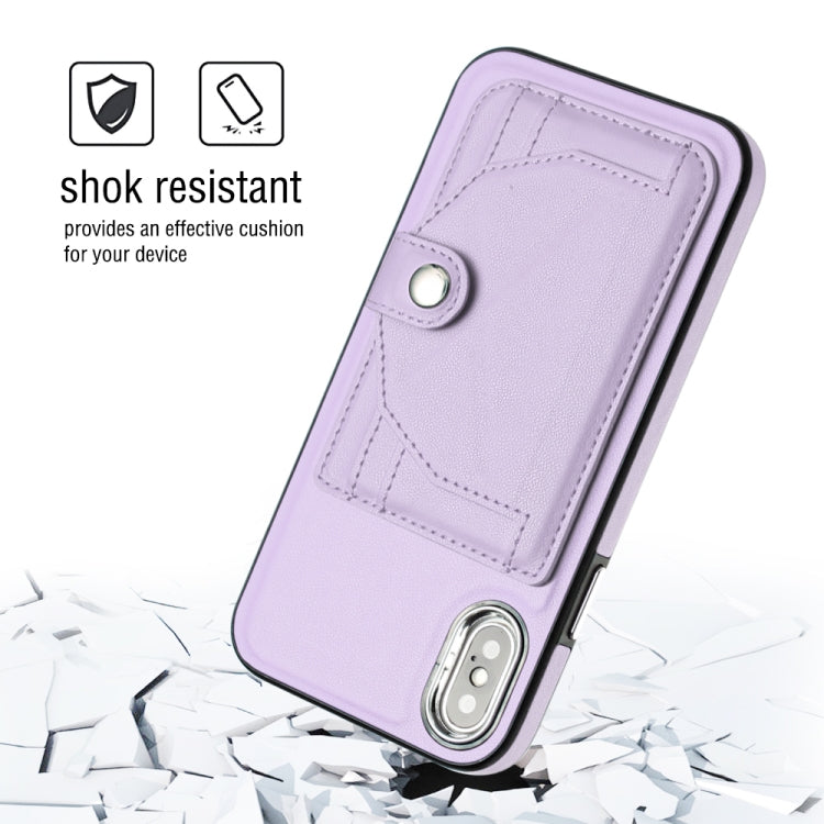 For iPhone X / XS Shockproof Leather Phone Case with Card Holder(Purple) - More iPhone Cases by PMC TechLife | Online Shopping South Africa | PMC TechLife