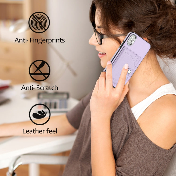 For iPhone X / XS Shockproof Leather Phone Case with Card Holder(Purple) - More iPhone Cases by PMC TechLife | Online Shopping South Africa | PMC TechLife