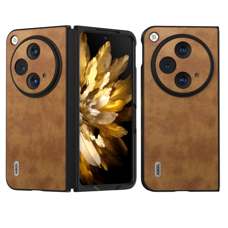 For OPPO Find N3 / OnePlus Open ABEEL Retro Litchi Texture PU Phone Case(Brown) - Find N3 Cases by PMC TechLife | Online Shopping South Africa | PMC TechLife | Buy Now Pay Later Mobicred