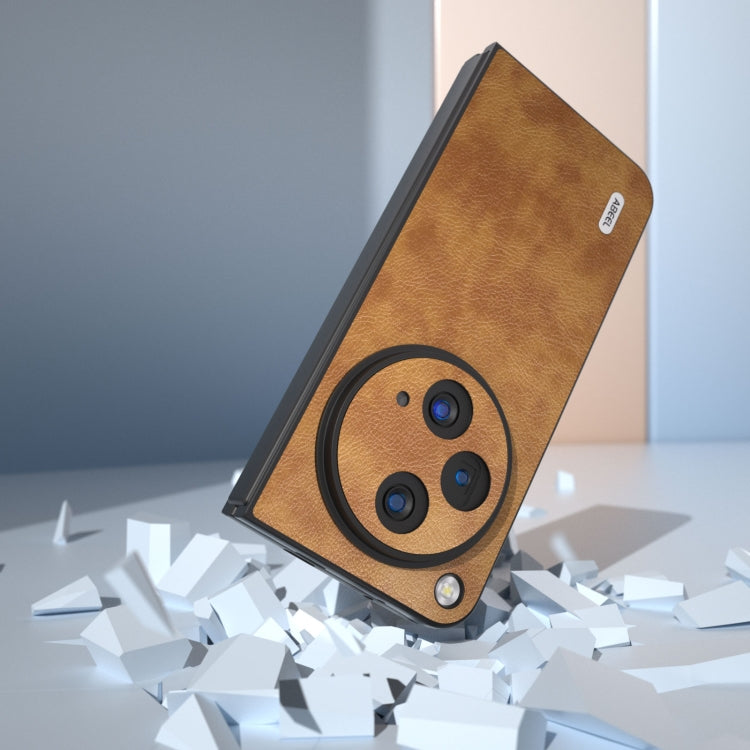 For OPPO Find N3 / OnePlus Open ABEEL Retro Litchi Texture PU Phone Case(Brown) - Find N3 Cases by PMC TechLife | Online Shopping South Africa | PMC TechLife | Buy Now Pay Later Mobicred