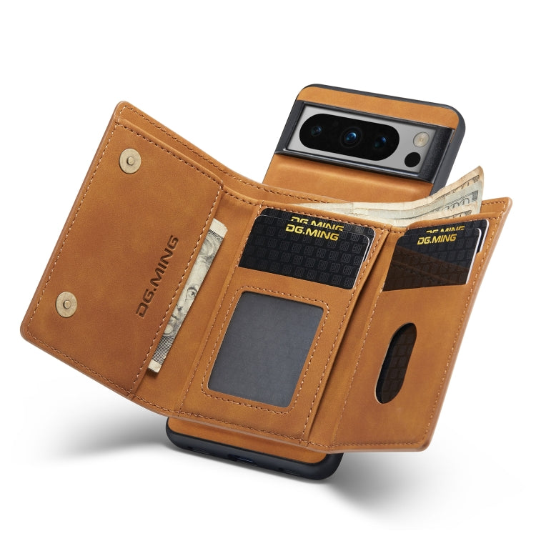 For Google Pixel 8 Pro DG.MING M1 Series 3-Fold Multi Card Wallet + Magnetic Phone Case(Brown) - Google Cases by DG.MING | Online Shopping South Africa | PMC TechLife | Buy Now Pay Later Mobicred