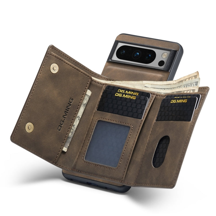 For Google Pixel 8 Pro DG.MING M1 Series 3-Fold Multi Card Wallet + Magnetic Phone Case(Coffee) - Google Cases by DG.MING | Online Shopping South Africa | PMC TechLife | Buy Now Pay Later Mobicred