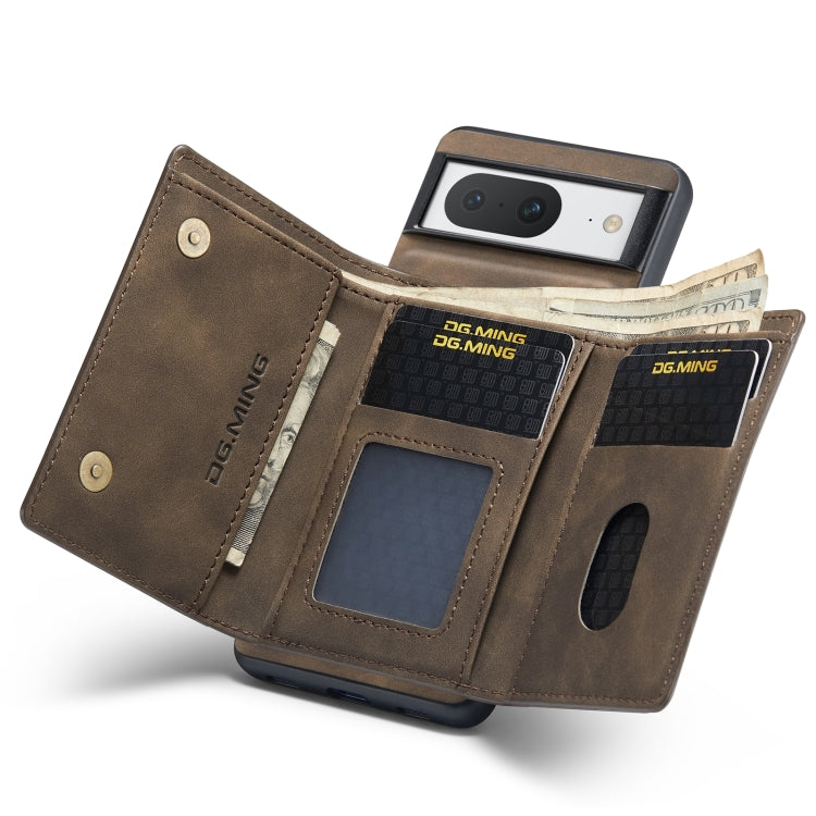 For Google Pixel 8 DG.MING M1 Series 3-Fold Multi Card Wallet + Magnetic Phone Case(Coffee) - Google Cases by DG.MING | Online Shopping South Africa | PMC TechLife | Buy Now Pay Later Mobicred