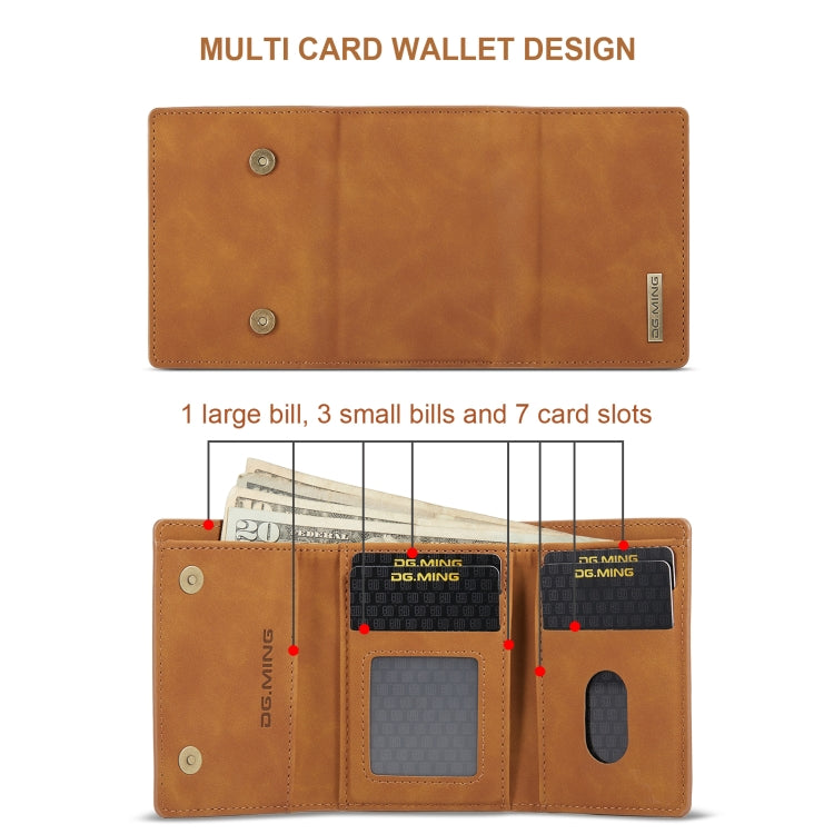 For Google Pixel 8A DG.MING M1 Series 3-Fold Multi Card Wallet + Magnetic Phone Case(Brown) - Google Cases by DG.MING | Online Shopping South Africa | PMC TechLife | Buy Now Pay Later Mobicred