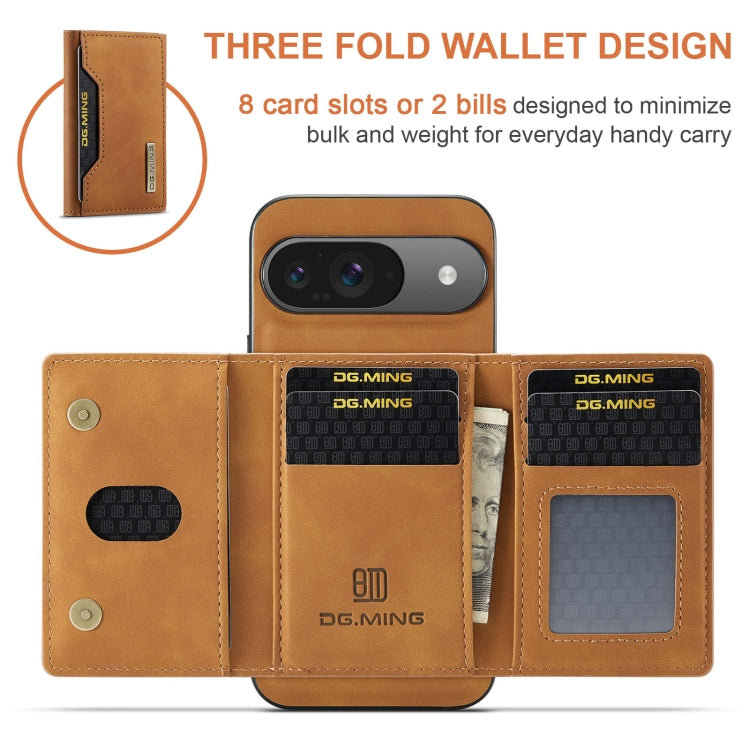 For Google Pixel 9 / 9 Pro DG.MING M2 Series 3-Fold Multi Card Bag + Magnetic Phone Case(Brown) - free shipping - PMC Jewellery - Order now!
