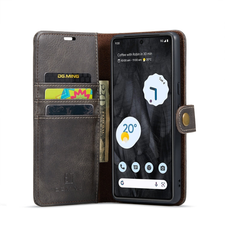 For Google Pixel 8 Pro DG.MING Crazy Horse Texture Detachable Magnetic Leather Phone Case(Grey) - Google Cases by DG.MING | Online Shopping South Africa | PMC TechLife | Buy Now Pay Later Mobicred
