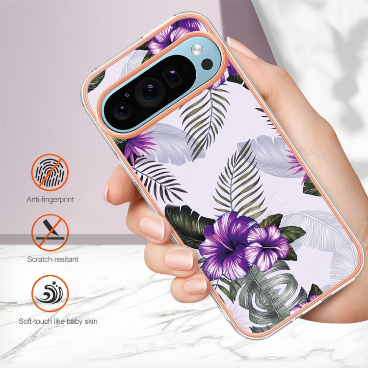 For Google Pixel 9 / 9 Pro Electroplating IMD TPU Phone Case(Purple Flower) - Google Cases by PMC TechLife | Online Shopping South Africa | PMC TechLife | Buy Now Pay Later Mobicred