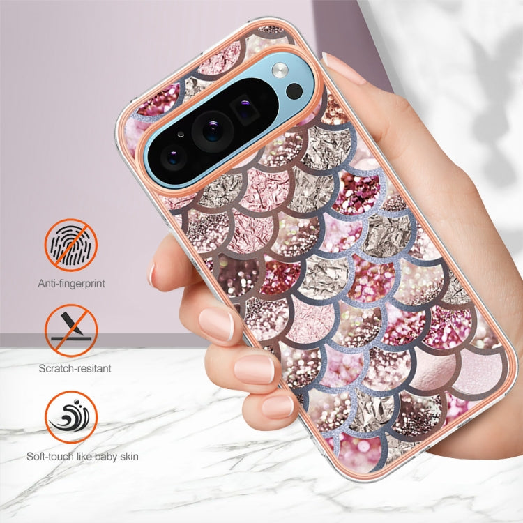 For Google Pixel 9 / 9 Pro Electroplating IMD TPU Phone Case(Pink Scales) - Google Cases by PMC TechLife | Online Shopping South Africa | PMC TechLife | Buy Now Pay Later Mobicred