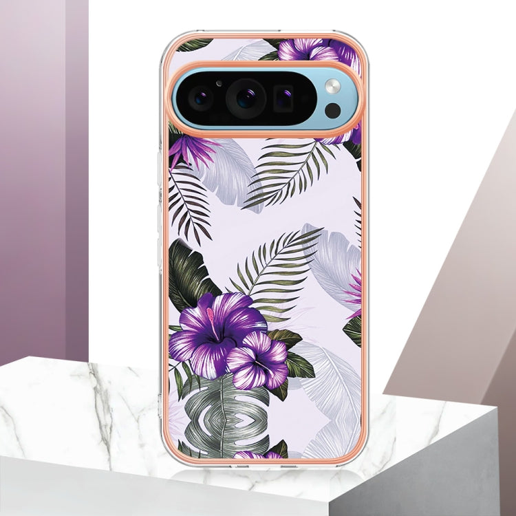 For Google Pixel 9 Pro XL Electroplating IMD TPU Phone Case(Purple Flower) - Google Cases by PMC TechLife | Online Shopping South Africa | PMC TechLife | Buy Now Pay Later Mobicred