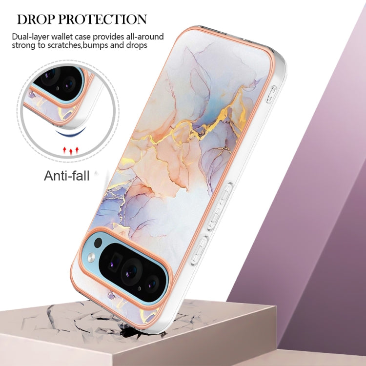 For Google Pixel 9 Pro XL Electroplating IMD TPU Phone Case(White Marble) - Google Cases by PMC TechLife | Online Shopping South Africa | PMC TechLife | Buy Now Pay Later Mobicred