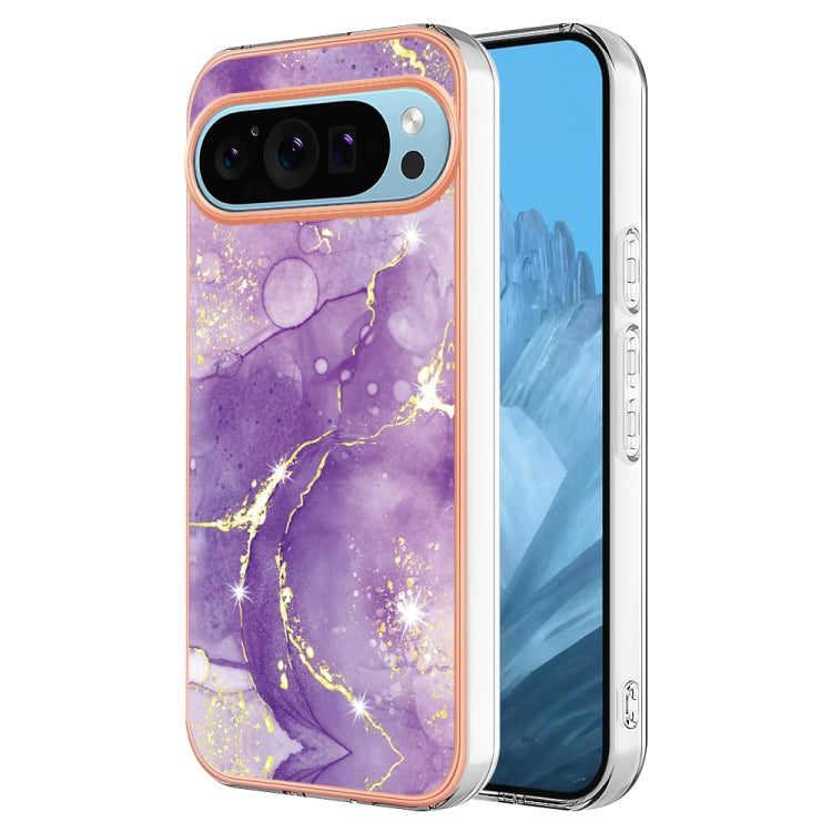For Google Pixel 9 / 9 Pro Electroplating Marble Dual-side IMD Phone Case(Purple 002) - Google Cases by PMC TechLife | Online Shopping South Africa | PMC TechLife | Buy Now Pay Later Mobicred