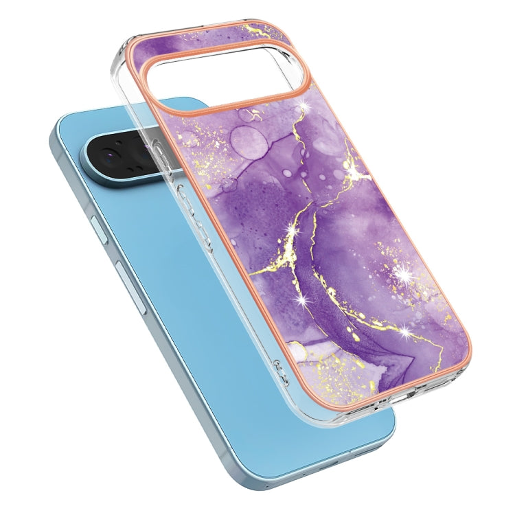 For Google Pixel 9 Pro XL Electroplating Marble Dual-side IMD Phone Case(Purple 002) - Google Cases by PMC TechLife | Online Shopping South Africa | PMC TechLife | Buy Now Pay Later Mobicred