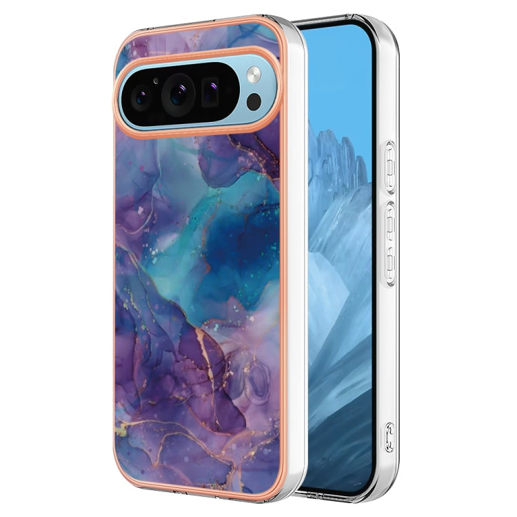 For Google Pixel 9 / 9 Pro Electroplating Marble Dual-side IMD Phone Case(Purple 016) - Google Cases by PMC TechLife | Online Shopping South Africa | PMC TechLife | Buy Now Pay Later Mobicred