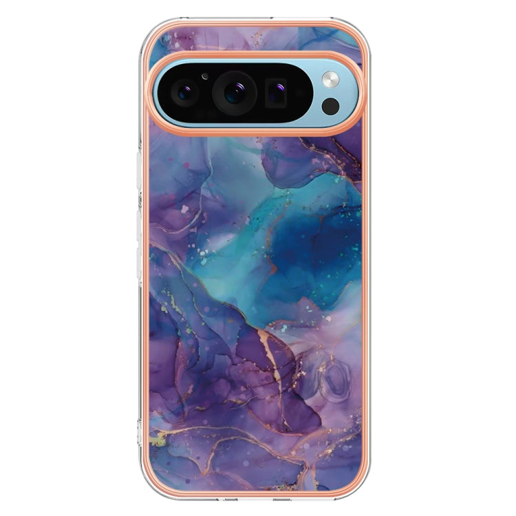 For Google Pixel 9 / 9 Pro Electroplating Marble Dual-side IMD Phone Case(Purple 016) - Google Cases by PMC TechLife | Online Shopping South Africa | PMC TechLife | Buy Now Pay Later Mobicred