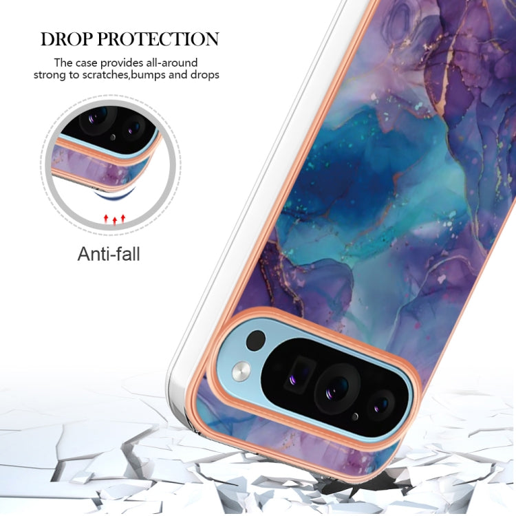 For Google Pixel 9 / 9 Pro Electroplating Marble Dual-side IMD Phone Case(Purple 016) - Google Cases by PMC TechLife | Online Shopping South Africa | PMC TechLife | Buy Now Pay Later Mobicred