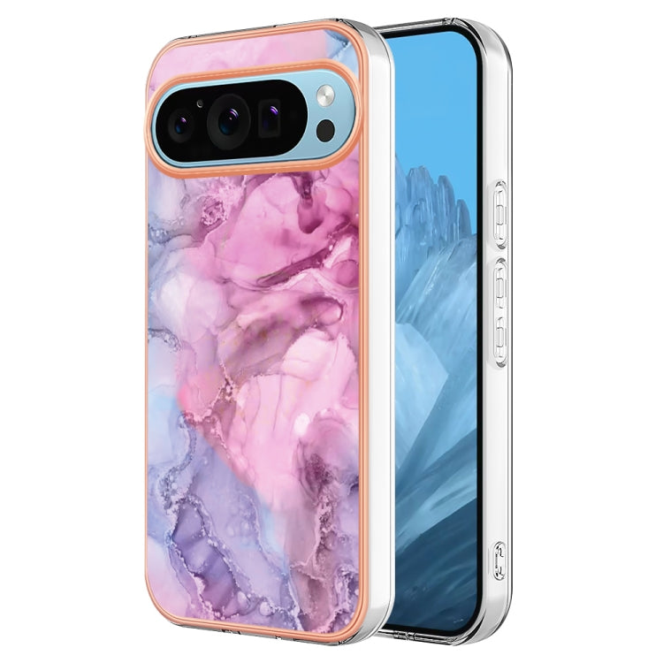 For Google Pixel 9 / 9 Pro Electroplating Marble Dual-side IMD Phone Case(Pink 013) - Google Cases by PMC TechLife | Online Shopping South Africa | PMC TechLife | Buy Now Pay Later Mobicred