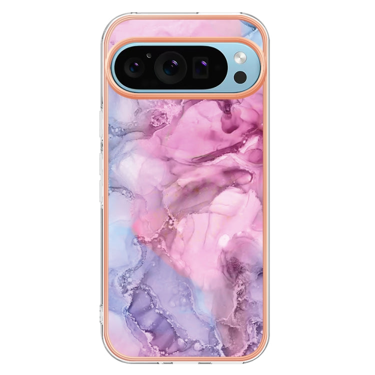 For Google Pixel 9 / 9 Pro Electroplating Marble Dual-side IMD Phone Case(Pink 013) - Google Cases by PMC TechLife | Online Shopping South Africa | PMC TechLife | Buy Now Pay Later Mobicred