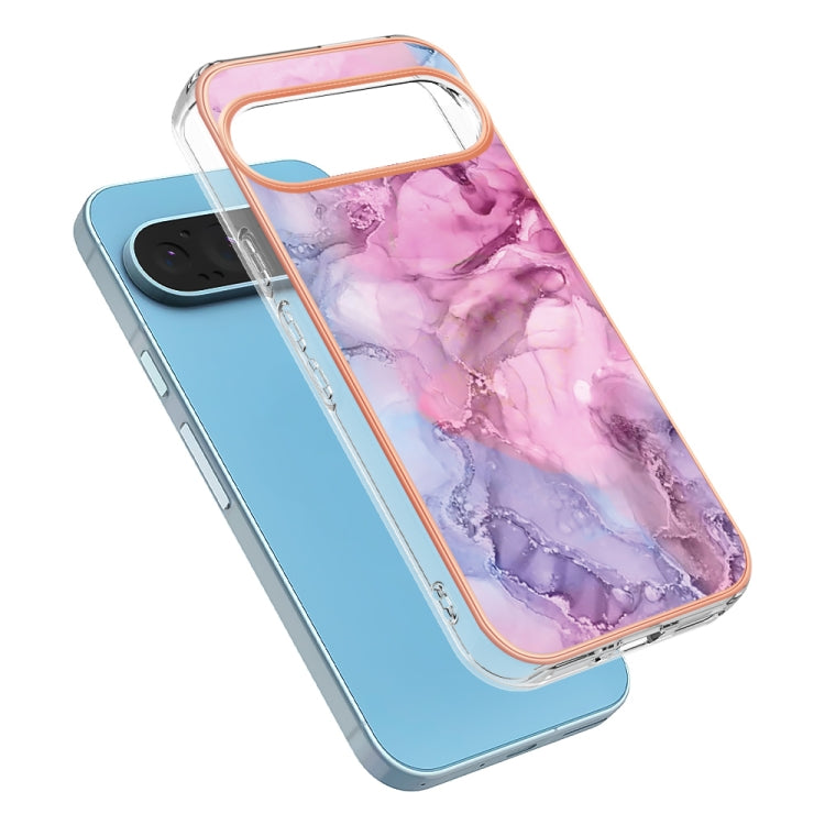 For Google Pixel 9 / 9 Pro Electroplating Marble Dual-side IMD Phone Case(Pink 013) - Google Cases by PMC TechLife | Online Shopping South Africa | PMC TechLife | Buy Now Pay Later Mobicred