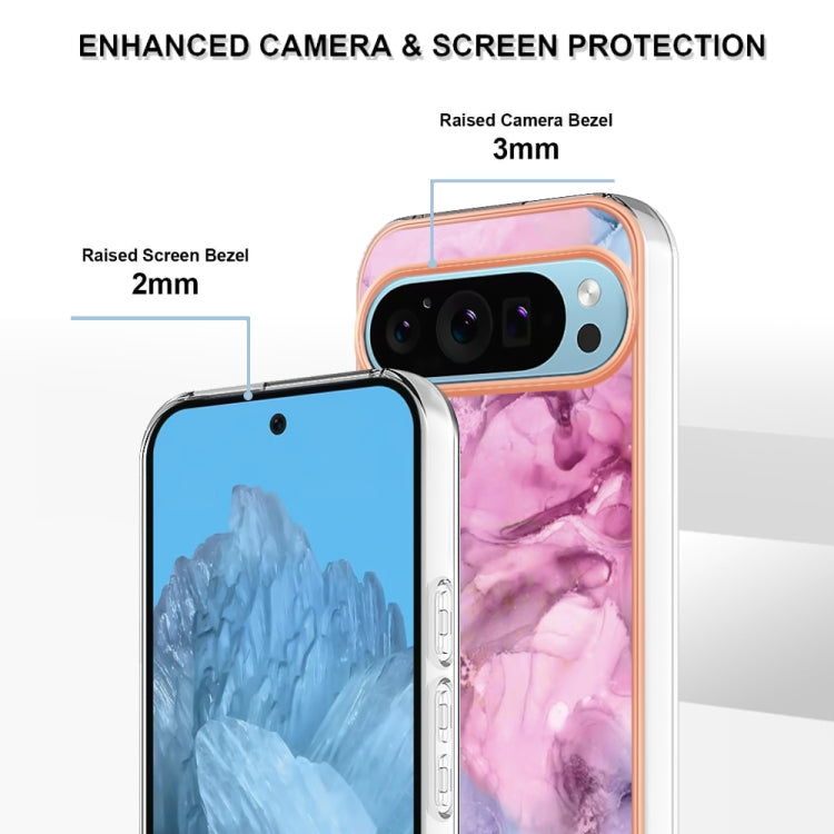 For Google Pixel 9 / 9 Pro Electroplating Marble Dual-side IMD Phone Case(Pink 013) - Google Cases by PMC TechLife | Online Shopping South Africa | PMC TechLife | Buy Now Pay Later Mobicred