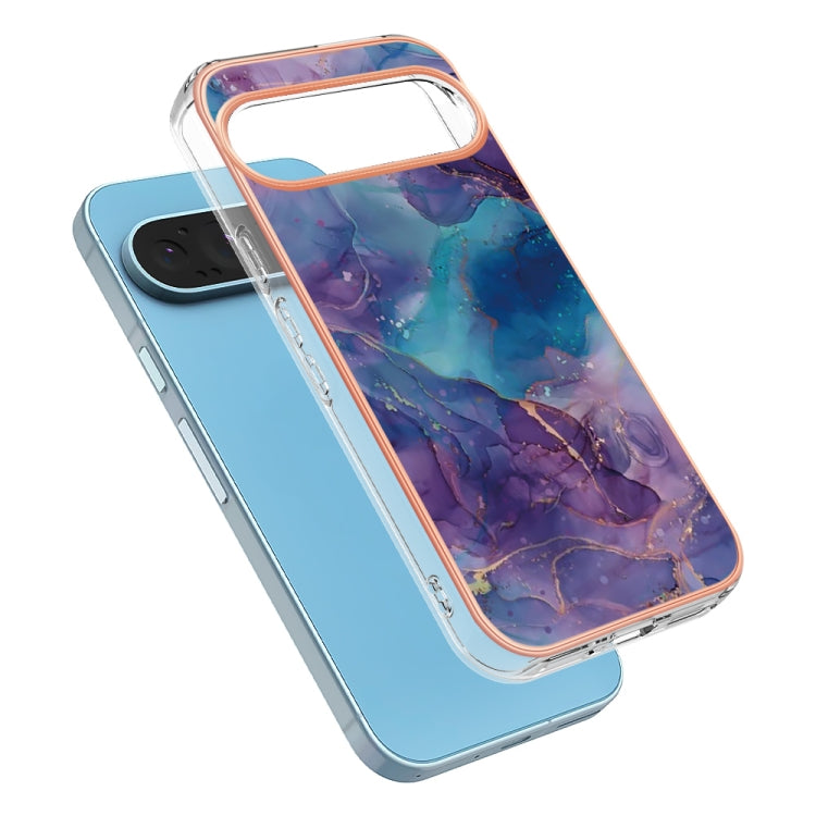 For Google Pixel 9 Pro XL Electroplating Marble Dual-side IMD Phone Case(Purple 016) - Google Cases by PMC TechLife | Online Shopping South Africa | PMC TechLife | Buy Now Pay Later Mobicred