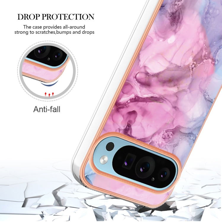 For Google Pixel 9 Pro XL Electroplating Marble Dual-side IMD Phone Case(Pink 013) - free shipping - PMC TechLife - Order now!