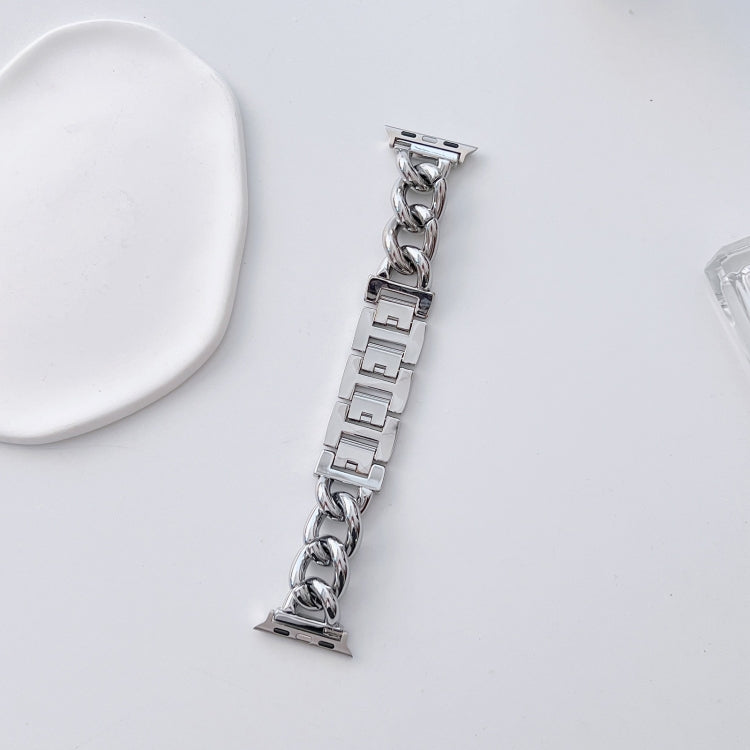 Big Denim Chain Metal Watch Band For Apple Watch SE 2023 44mm(Silver) - free shipping - PMC TechLife - Order now!