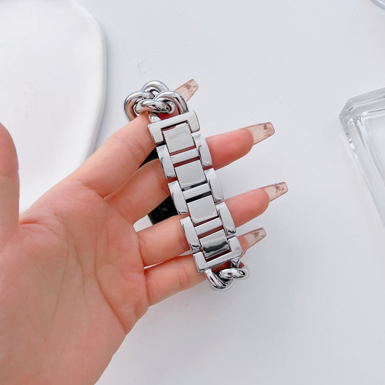 Big Denim Chain Metal Watch Band For Apple Watch 9 45mm(Silver) - free shipping - PMC TechLife - Order now!