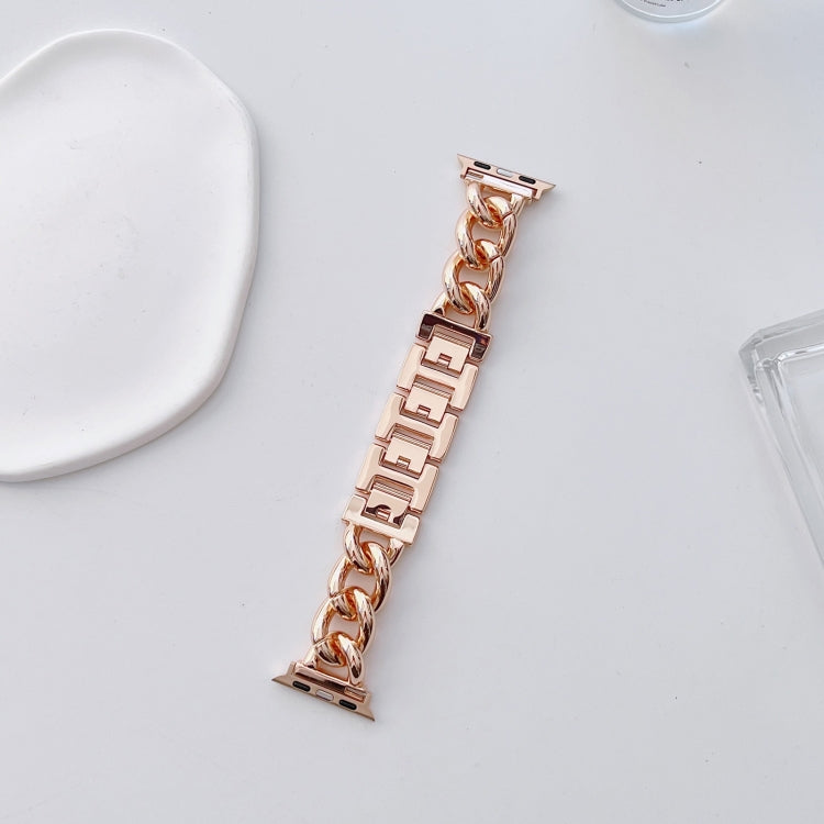 Big Denim Chain Metal Watch Band For Apple Watch Series 10 46mm(Rose Gold) - free shipping - PMC TechLife - Order now!