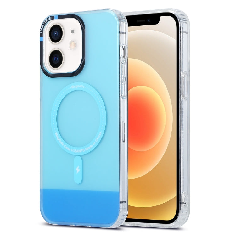 For iPhone 12 PC + TPU IMD MagSafe Magnetic Phone Case(Blue) - iPhone 12 / 12 Pro Cases by PMC TechLife | Online Shopping South Africa | PMC TechLife