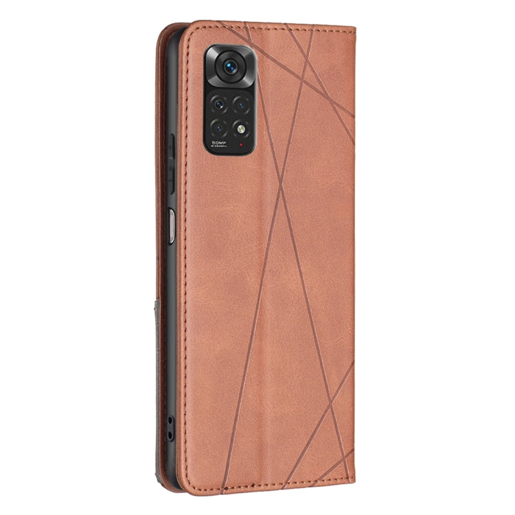 For Xiaomi Redmi Note 12S 4G / Note 11  Rhombus Texture Magnetic Leather Phone Case(Brown) - Xiaomi Cases by PMC TechLife | Online Shopping South Africa | PMC TechLife | Buy Now Pay Later Mobicred