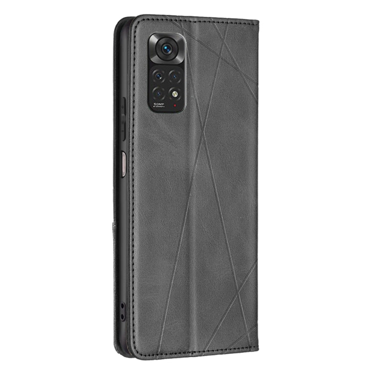 For Xiaomi Redmi Note 12S 4G / Note 11  Rhombus Texture Magnetic Leather Phone Case(Black) - Xiaomi Cases by PMC TechLife | Online Shopping South Africa | PMC TechLife | Buy Now Pay Later Mobicred