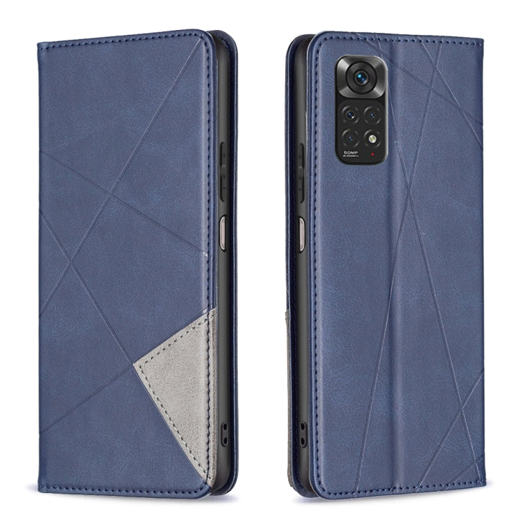 For Xiaomi Redmi Note 12S 4G / Note 11  Rhombus Texture Magnetic Leather Phone Case(Blue) - Xiaomi Cases by PMC TechLife | Online Shopping South Africa | PMC TechLife | Buy Now Pay Later Mobicred