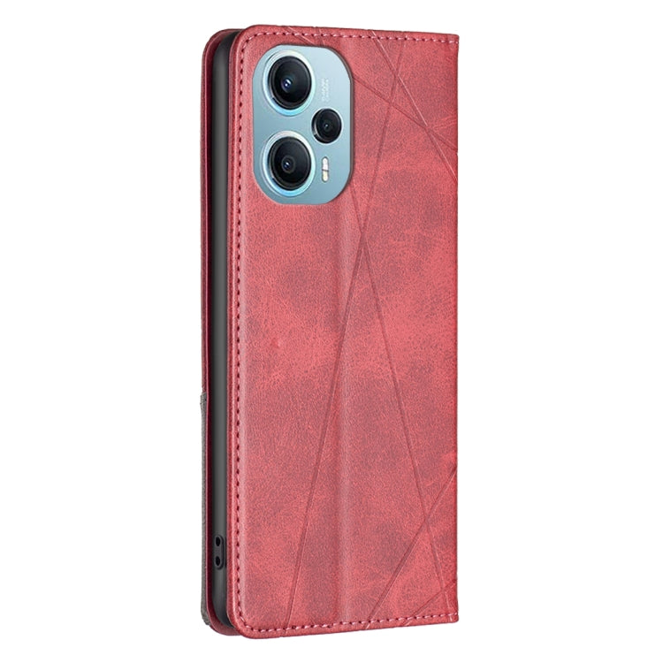 For Xiaomi Poco F5 5G / Redmi Note 12 Turbo Rhombus Texture Magnetic Leather Phone Case(Red) - Xiaomi Cases by PMC TechLife | Online Shopping South Africa | PMC TechLife | Buy Now Pay Later Mobicred