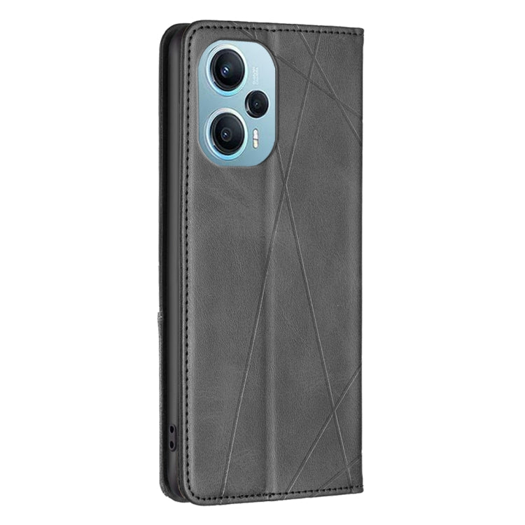 For Xiaomi Poco F5 5G / Redmi Note 12 Turbo Rhombus Texture Magnetic Leather Phone Case(Black) - Xiaomi Cases by PMC TechLife | Online Shopping South Africa | PMC TechLife | Buy Now Pay Later Mobicred