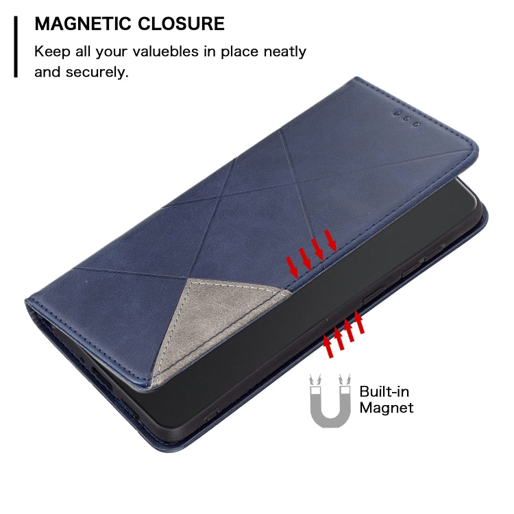 For Xiaomi Poco F5 5G / Redmi Note 12 Turbo Rhombus Texture Magnetic Leather Phone Case(Blue) - Xiaomi Cases by PMC TechLife | Online Shopping South Africa | PMC TechLife | Buy Now Pay Later Mobicred