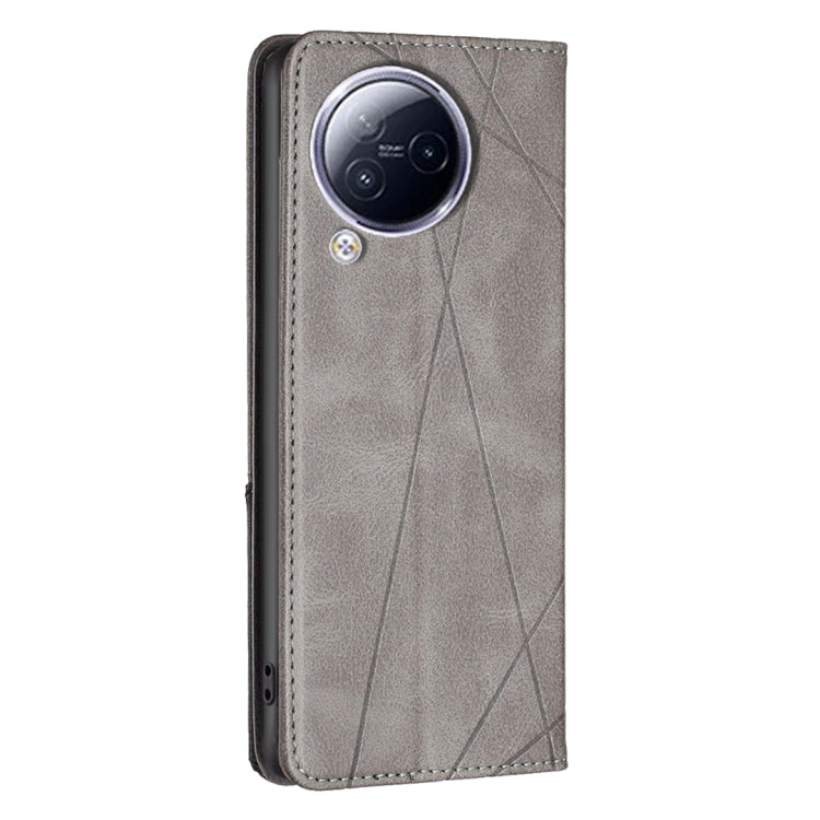For Xiaomi Civi 3 5G Rhombus Texture Magnetic Leather Phone Case(Grey) - Xiaomi Cases by PMC TechLife | Online Shopping South Africa | PMC TechLife | Buy Now Pay Later Mobicred