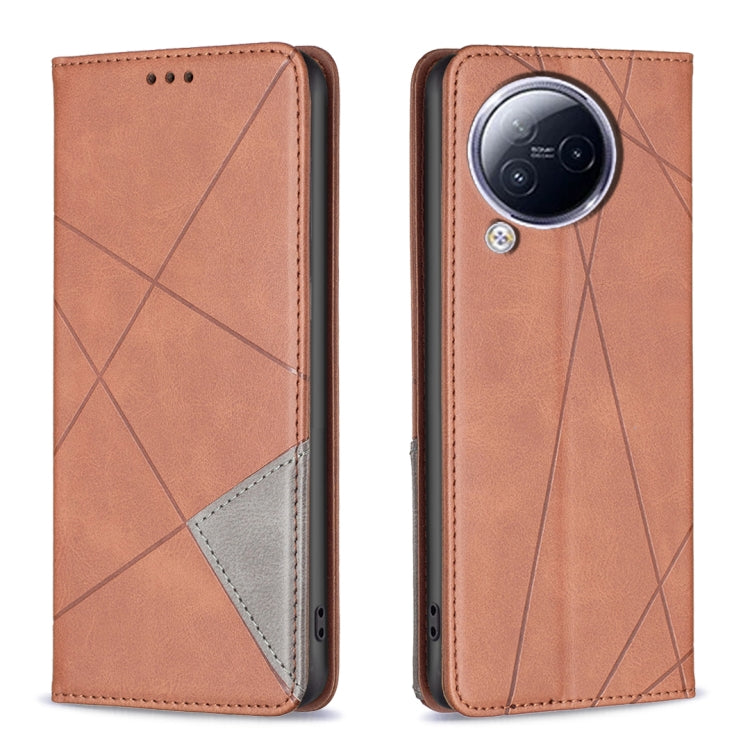 For Xiaomi Civi 3 5G Rhombus Texture Magnetic Leather Phone Case(Brown) - free shipping - PMC TechLife - Order now!