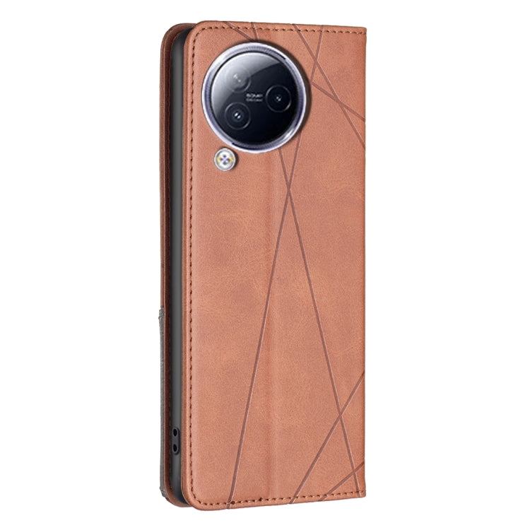 For Xiaomi Civi 3 5G Rhombus Texture Magnetic Leather Phone Case(Brown) - free shipping - PMC TechLife - Order now!