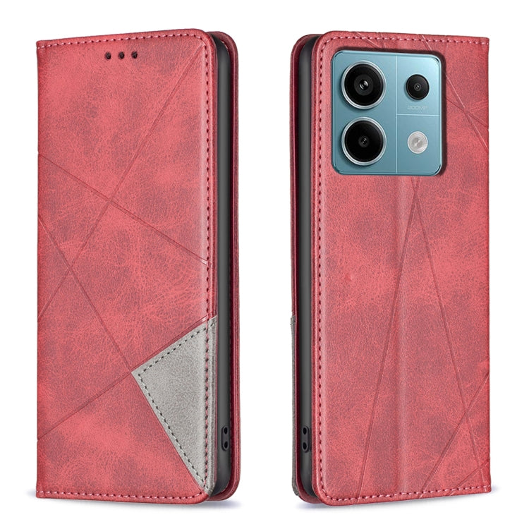 For Xiaomi Redmi Note 13 Pro 5G Rhombus Texture Magnetic Leather Phone Case(Red) - Xiaomi Cases by PMC TechLife | Online Shopping South Africa | PMC TechLife | Buy Now Pay Later Mobicred