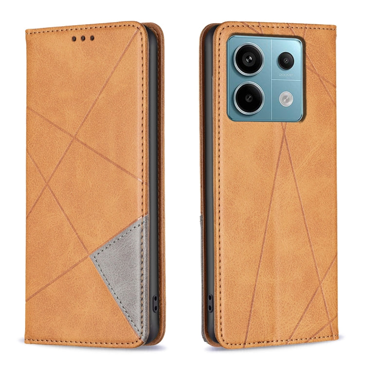 For Xiaomi Redmi Note 13 Pro 5G Rhombus Texture Magnetic Leather Phone Case(Yellow) - Xiaomi Cases by PMC TechLife | Online Shopping South Africa | PMC TechLife | Buy Now Pay Later Mobicred