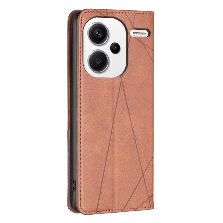 For Xiaomi Redmi Note 13 Pro+ 5G Rhombus Texture Magnetic Leather Phone Case(Brown) - Xiaomi Cases by PMC TechLife | Online Shopping South Africa | PMC TechLife | Buy Now Pay Later Mobicred