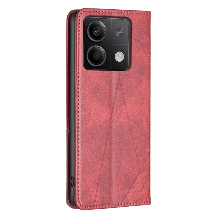 For Xiaomi Redmi Note 13 Rhombus Texture Magnetic Leather Phone Case(Red) - Xiaomi Cases by PMC TechLife | Online Shopping South Africa | PMC TechLife | Buy Now Pay Later Mobicred